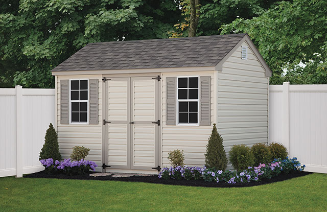 workshop series shed in the corner of a backyard