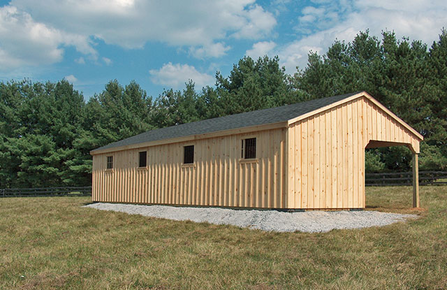double wide horse barn with overhang
