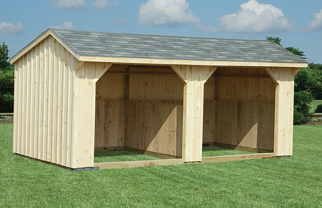 natural wood run in horse barn in md