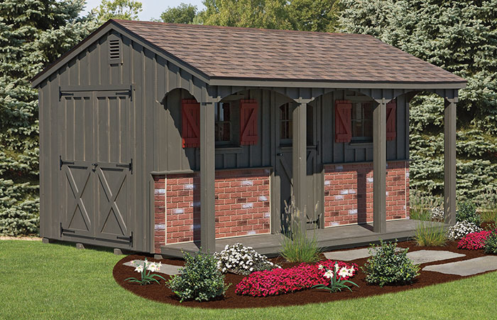 outdoor poolside shed with porch