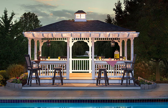 poolside white vinyl gazebo for sale