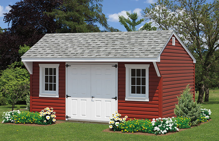 quaker series red vinyl shed with 2 windows