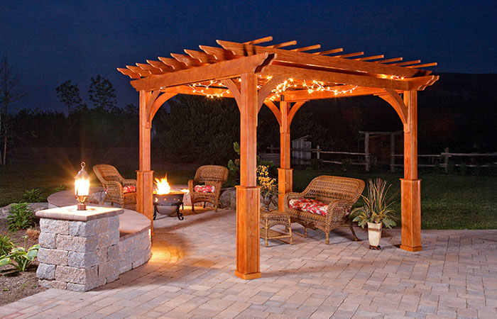 redwood stain wooden amish built pergola
