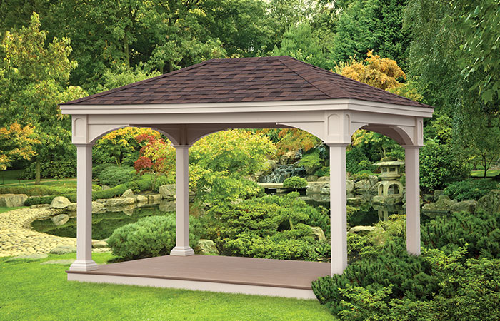 simple almond colored backyard pavilion for sale in md