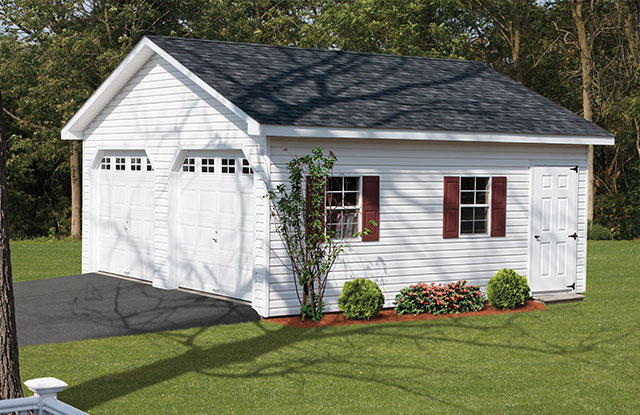 white modular two car garage