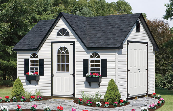 vinyl dormer shed with gable room and 4 windows