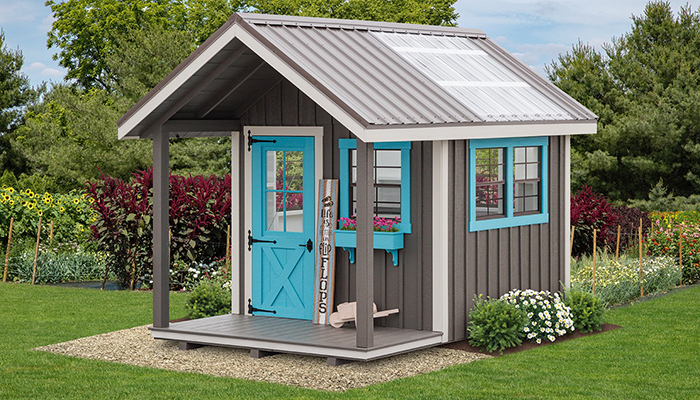 8x12 LP Board and Batten 4ft Porch Potting Shed_